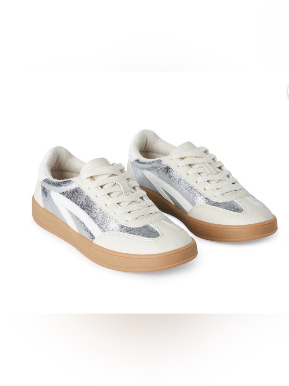 Madden NYC Women's Cream and Silver Casual Sneakers Size 8